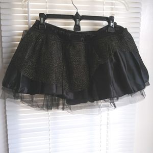 short skirt black satin and gold lace